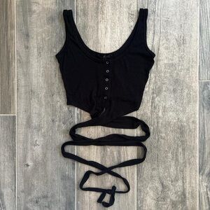 Olivaceous Black Wrap Crop Top